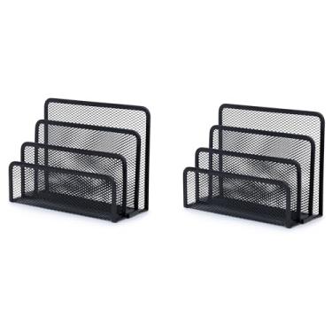 Imagem de YBM Home Organizador de correio de mesa para escritório, classificador/suporte de cartas de malha com 3 compartimentos preto 2250-2 pacotes com 2