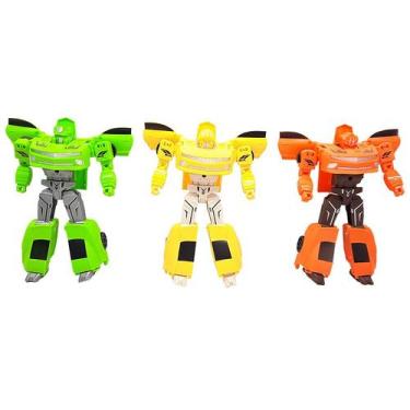 Imagem de Kit 3 Bonecos Robôs Fighter Bots Transforma Veículo 20cm L010-A41 - Do
