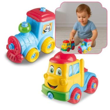 Imagem de Kit 2 Carrinhos Brinquedo Infantil Educativos Divertido Kids Monta Des