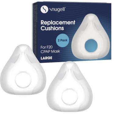 Imagem de Snugell Almofada De Substituição Para Cpap Resmed Airfit F20 – Pacote Com 2 Unidades, Tamanho Grande – Projetada Para Máscara De Cpap De Rosto Inteiro – Vedação Macia E Segura Para Reduzir Pontos D