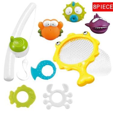 Imagem de Conjunto de brinquedos flutuantes para banheira de pesca infantil, 8 p