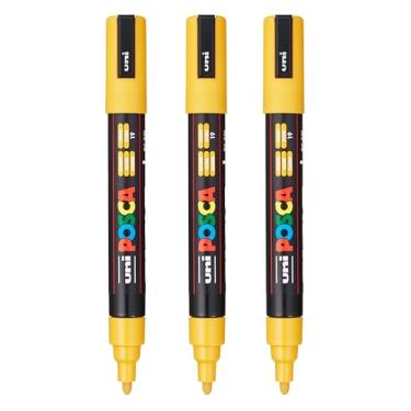 Imagem de posca Marcadores de tinta à base de água PC-5M, ponta média reversível (1,8-2,5 mm), ocre, 3 unidades