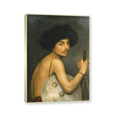 Imagem de NHLDZYH Moldura champanhe. Imagem natureza em tela, (guerreiro) de Jean Leon Gerome, reprodução de quadros, quadro de arte de parede de tela para casa. 50x70cm