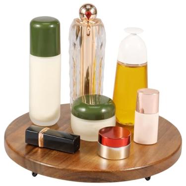 Imagem de FALESOUL Bandejas redondas de madeira para decoração moderna de madeira para exibição de pedestal de casa de fazenda para balcão de cozinha e decoração de casa, bandeja de exibição à prova d'água para