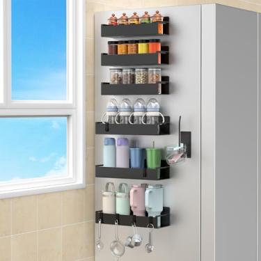 Imagem de HuggieGems Suporte magnético para garrafa de água para geladeira, organizador de copo para Stanley e copo para cozinha, pacote com 6, preto