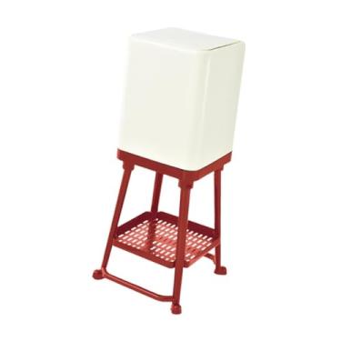 Imagem de Fenteer Lixeira tipo prensa, lata de lixo, grande capacidade, minimalista, cesto de lixo, balde de lixo alto para cômoda de escritório doméstico, Vermelho