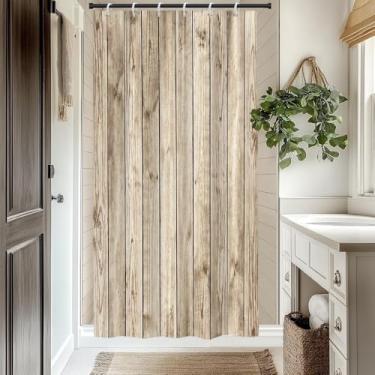 Imagem de Cortina de chuveiro rústica para porta de celeiro vintage country tábua de madeira cortinas de chuveiro simples casa de fazenda decoração de banheiro porta de garagem antiga decoração de banheira