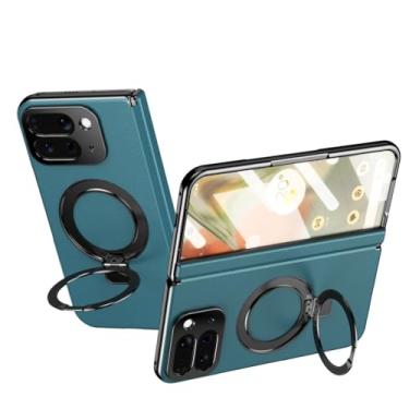 Imagem de LTLMYDAM Capa magnética para Google Pixel 10 Pro Fold, protetor de tela, dobradiça, tudo incluído, capa de couro com anel giratório à prova de choque, verde, dobra 10 Pro