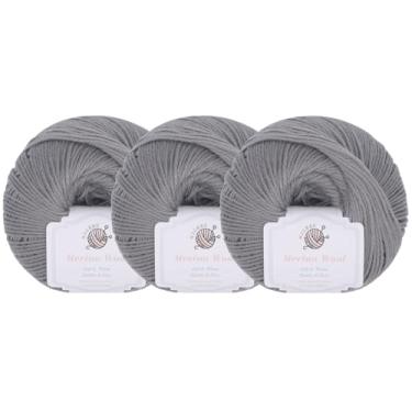 Imagem de NICEEC 3 novelos de fio de lã merino macio - macio e quente, peso dos dedos, fio de lã para crochê e tricô, total de 150 g/606 jardas - cinza