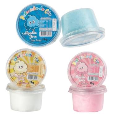 Imagem de kit 15uni Algodão Doce no Pote para Lembrancinha, festa e decoração soboroso e encandador (Azul -Tuti-frut)