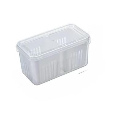 Imagem de Organizador de Alimentos com Tampa Transparente - Material Livre de BPA, Conservação Otimizada e Design para Geladeira (2 Divisorias)