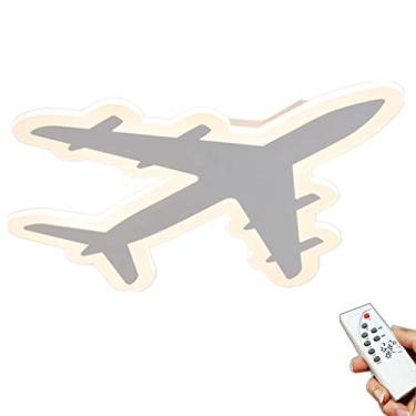 Imagem de Luminária de teto LED para quarto infantil, luminária pendente regulável para meninos e meninas, luminária de teto com controle remoto, avião criativo, desenho animado em acrílico, decoração