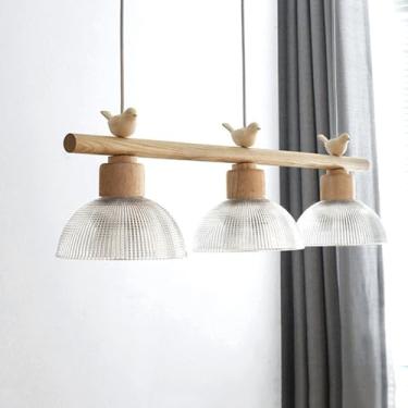 Imagem de 3 Luzes Lineares Pendentes Iluminação Mid Century Moderna Vidro Leite Pendente Luz Teto Pássaro Vidro Nervurado Lâmpada Rústica Fazenda Longo Lustre Para Cozinha Ilha Mesa De Jantar Restaura