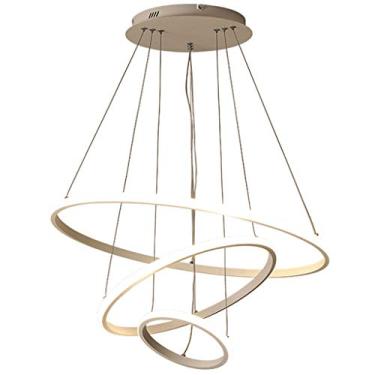 Imagem de Luminária pendente moderna com ajuste de intensidade, lustre para mesa de jantar, 72 W, luz de teto redonda com cúpula de acrílico de sílica gel, ideal para sala de estar, quarto, cozinha e