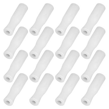 Imagem de 16 peças de pontas de canudos de silicone reutilizáveis, de grau alimentício, anti-queimadura/frio, pontas de substituição adequadas para canudos de aço inoxidável de 6 mm de largura (branco)