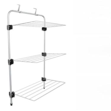 Imagem de Varal de Porta Janela Box de Banheiro Aço Branco 3 Prateleiras Wick