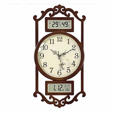 Imagem de AKALNNB Relógio de parede grande relógio de parede eletrônico digital peças de madeira acessórios (D 7 3/8) (D 7 3/8)