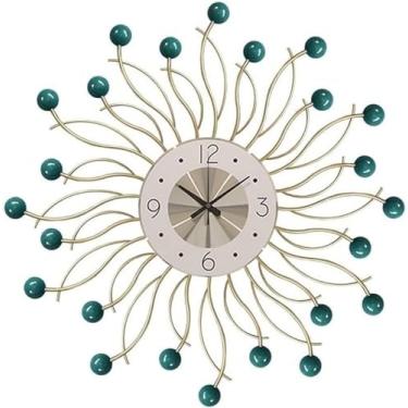 Imagem de YTHLZVBP Relógio de parede, arte moderna, relógio de parede de madeira e metal, decorativo de meados do século, silencioso, moderno, relógio de pendurar para casa, cozinha, escritório, decoração de