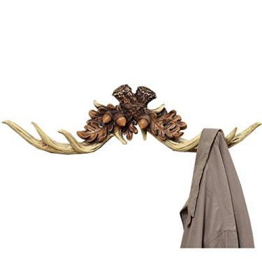 Imagem de Cabide de parede, cabide de parede com chifre criativo, ganchos de parede retrô, gancho decorativo de estilo europeu, suporte de chapéu criativo de personalidade para parede, para pano de saco (cor