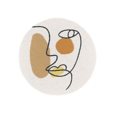 Imagem de PEYNIR Tapete macio design simples tapete redondo lavável estilo nórdico para sala de estar, mesa de centro, quarto, penteadeira, 8 x 9 cm, tapetes de área