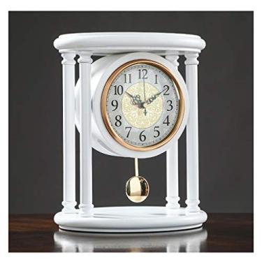 Imagem de WYUYIWH Relógio de mesa vintage relógio de lareira relógio de mesa de madeira relógio de mesa retro chinês relógio vintage casa sala de estar relógio de mesa e prateleira com pêndulo relógios de