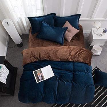Imagem de Jogo de lençol de flanela de veludo, flanela grossa, dois lados, cor sólida, jogo de cama com capa quente de inverno - Ydl23_Twin Size 3 peças (Ydl3 King size 4 peças)