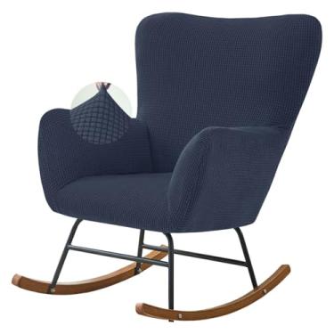 Imagem de Levoberg Capa de cadeira de balanço elástica para berçário, capa para cadeira de balanço de jacquard, capa de poltrona reclinável para berçário, sala de estar, quarto, escritório, azul marinho