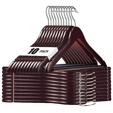 Imagem de Cabides de madeira, pacote com 20, cabides de madeira natural, acabamento liso, cabides de madeira para armário, resistentes, cabides de madeira maciça, cabides de terno para roupas, jaqueta, camisa