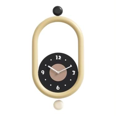 Imagem de WYUYIWH Relógio de parede simples não perfurado para sala de estar, relógio moderno, relógio de parede, adequado para hotéis, restaurantes e salas de estar. Relógio decorativo (amarelo)