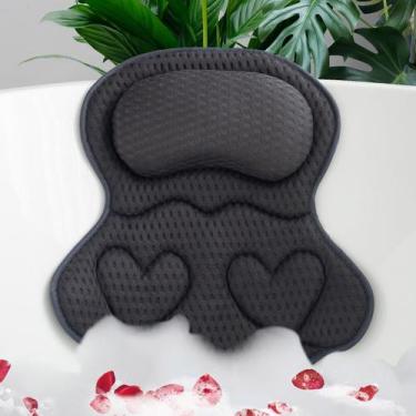 Imagem de Almofada de banho Joeyset Luxury para suporte de cabeça e pescoço cinz