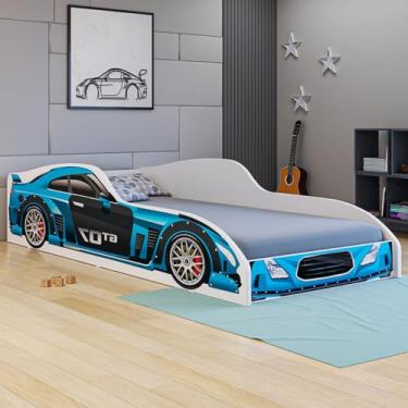 Imagem de Cama Montessoria Solteiro Design Carro Azul em MDF