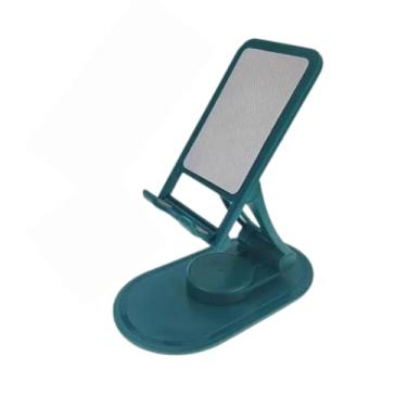 Imagem de Suporte para Celular de Mesa Ajuste de Altura Telescópico e Rotação Base Antiderrapante Universal para Smartphones e Tablets (VERDE)