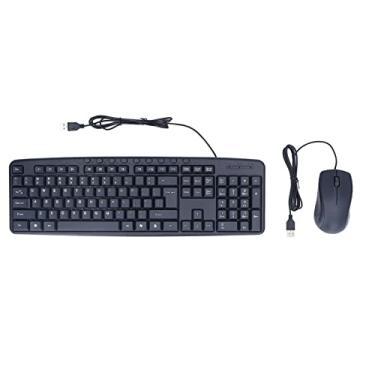 Imagem de Pilipane Combo de teclado e mouse com fio, mouse óptico com fio, teclado de tamanho completo, combo de mouse com fio design ergonômico 113 teclas teclado com fio mouse com fio para laptop de mesa