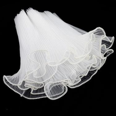 Imagem de Papel de malha de embrulho de flores brancas de 28 metros de largura com borda de pérola, papel de embalagem de buquê para arranjos florais, lembrancinhas de festa, dia das mães