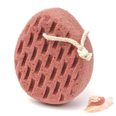 Imagem de Esponja de bucha de limpeza profunda para banho e chuveiro, esponja de banho esfoliante para homens e mulheres, várias texturas, espuma generosa e rica, rosa