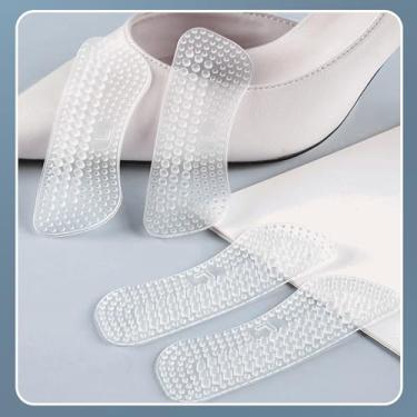 Imagem de Almofadas de silicone para salto alto, protetores de calcanhar antiderrapantes, inserções confortáveis para sapatos de trabalho, (2 peças translúcidas), 2 peças translúcidas