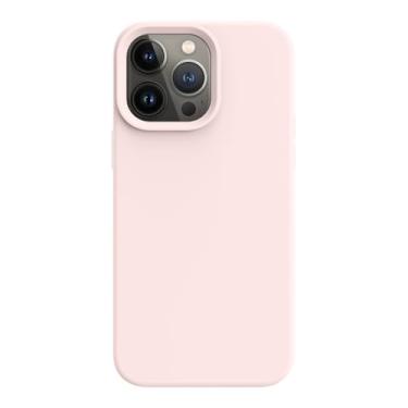Imagem de Capa projetada para iPhone 14 Pro, silicone premium com forro de microfibra macio antiarranhões, capa protetora à prova de choque para homens, mulheres e meninas de 6,1 polegadas, rosa giz