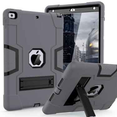 Imagem de Cantis Capa para iPad 9ª geração/iPad 8ª geração/iPad 7ª geração, capa protetora fina resistente à prova de choque com suporte integrado para iPad de 10,2 polegadas 2021/2020/2019, cinza + preto