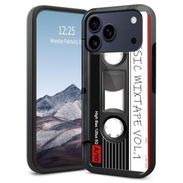 Imagem de SichKards Capa para iPhone 17 Pro Max, capa híbrida fina de camada dupla - capa rígida de policarbonato + silicone macio, à prova de choque e resistente a arranhões e antiamarelamento, fita cassete