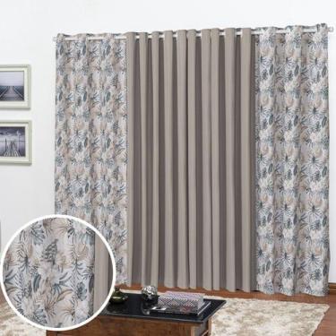 Imagem de Cortina Florata 4,00LX2,20A Estampada para Sala e Quarto Decorativa Fe