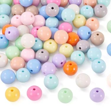 Imagem de 70 contas coloridas opacas de acrílico chiclete de 13 a 14 mm contas redondas de acrílico para caneta com contas faça você mesmo, chaveiro, joias, pulseira, colar, suprimentos, ornamento