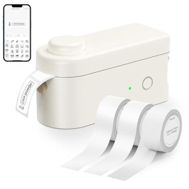Imagem de Makeid Máquina de etiquetar inteligente L1-C com 3 rolos – Mini etiquetadora Bluetooth, portátil e recarregável, compatível com fitas impermeáveis de 9/12/16 mm – para casa, escritório, organização