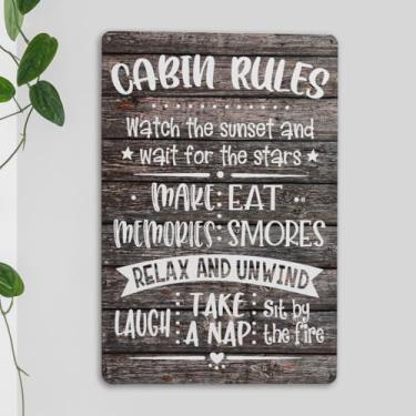 Imagem de Regras engraçadas de metal placa de lata presentes de aniversário de inauguração de casa para mulheres, homens, vizinhos, amigos, faça memórias rústicas, decoração de casa para casa de fazenda
