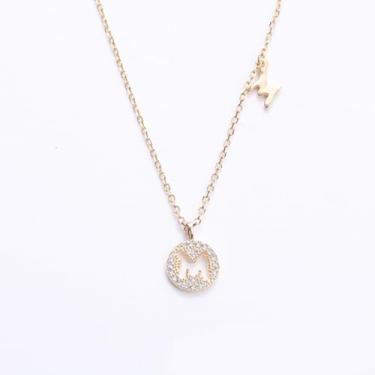 Imagem de 1 colar feminino banhado a prata com letras A-Z, redondo, vazado, colar para mulheres, joia fina, presente para mamãe, 41+6cm, Cobre, Sem Pedra Preciosa