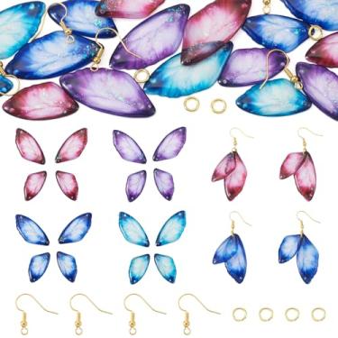 Imagem de 4 conjuntos de pingentes de resina de asas de borboleta com gancho de brinco e anéis de salto para mulheres