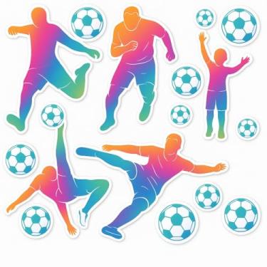 Imagem de CartNest - Pacote de 16 adesivos de futebol - Adesivos de jogador de futebol para garrafas, laptop, notebook, carro, scrapbooking, acessórios de armário ou qualquer superfície lisa: Tamanho 12,7 cm