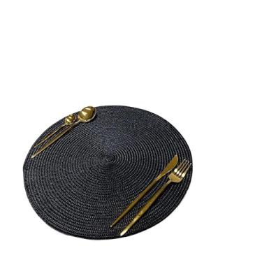 Imagem de Kit Peças Jogo Redondo Sousplat Cozinha Jantar Descanso De Prato Sousplat Cozinha(PRETO,6 PEÇAS)