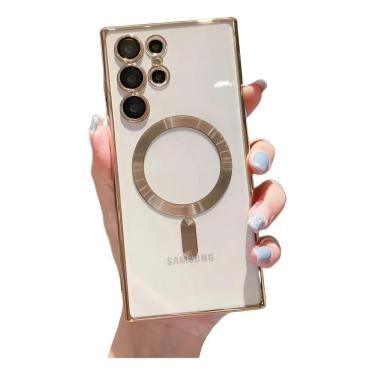 Imagem de Capa Case Transparente Samsung Magsafe Com P Dourado S25Plus