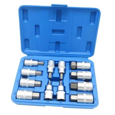 Imagem de Mqetly Conjunto de 12 Soquetes Allen Hexagonais com Estojo de Armazenamento - Kit Premium, Portátil, E Prático com Encaixe de 1/2" E Bits Allen