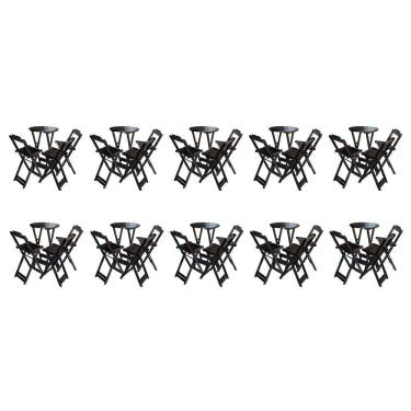 Imagem de Kit 10 Jogos De Mesa Bistrô De Madeira Dobrável Com 3 Banquetas - Marrom